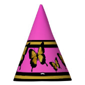 GORGEOUS GOLD HOT PINK BOLD BLACK BUTTERFLIS PARTYHÜTCHEN (Rechts)