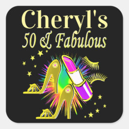 GORGEOUS GOLD PERSONALISIERT 50 YR ALT QUADRATISCHER AUFKLEBER