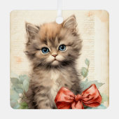 Gorgeous Gray Kitten Christmas Ornament Aus Metall (Vorderseite)