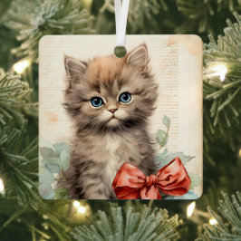 Gorgeous Gray Kitten Christmas  Ornament Aus Metall