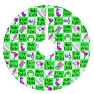 GORGEOUS GREEN HAIR STYLIST CHRISTMAS TREE SKIRT POLYESTER WEIHNACHTSBAUMDECKE