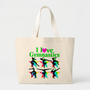GORGEOUS GREEN I LIEBE GYMNASTICS DESIGN JUMBO STOFFBEUTEL
