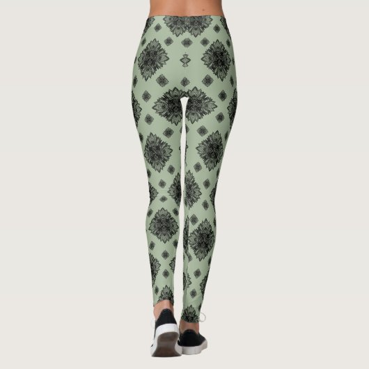 Gorgeous Green Laural Mandela Pattern Leggings (Rückseite)