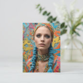 Gorgeous Hippie Woman Postkarte (Stehend Vorderseite)