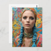 Gorgeous Hippie Woman Postkarte (Vorne/Hinten)
