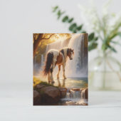 Gorgeous Horse at the Waterfall Postkarte (Stehend Vorderseite)