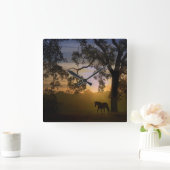 Gorgeous Horse in the Sunset Clock Quadratische Wanduhr (Zuhause)