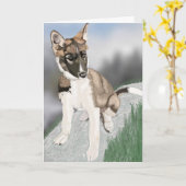 Gorgeous Husky Welppy Blank Gruß Karte (Gelbe Blume)