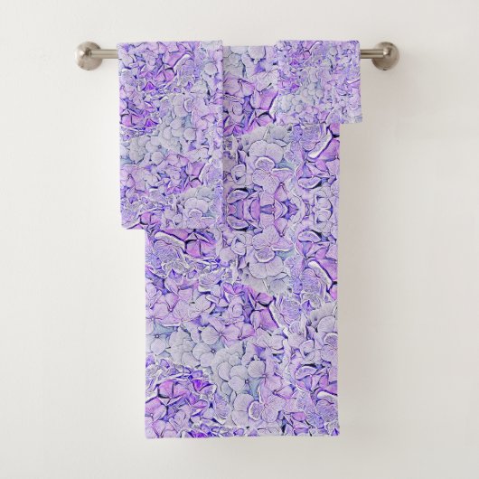 Gorgeous hydrangea Muster in Lavendelblüte Badhandtuch Set (Insitu)