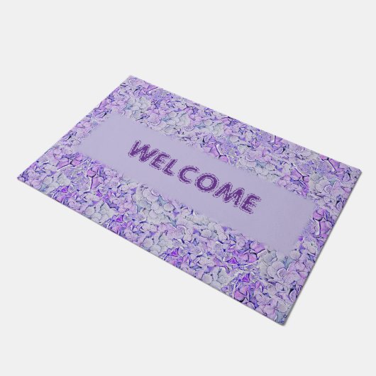 Gorgeous hydrangea Muster in Lavendelblüte Fußmatte (Schrägansicht)