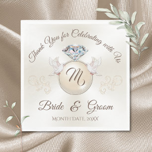 Gorgeous Ivory Custom Printed Wedding Napkins Serviette