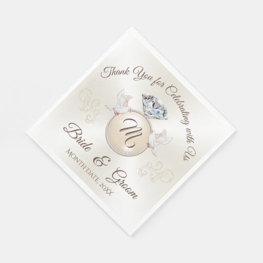 Gorgeous Ivory Custom Printed Wedding Napkins Serviette (Ecke)