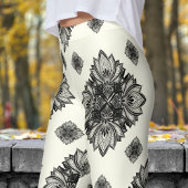 Gorgeous Ivory White Mandela Pattern Leggings