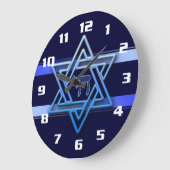 Gorgeous Jewish Star of David Blue and White Große Wanduhr (Winkel)