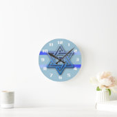 Gorgeous Jewish Star of David Blue and White Runde Wanduhr (Zuhause)