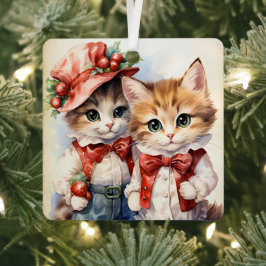Gorgeous Kitten Couple Christmas Ornament Aus Metall