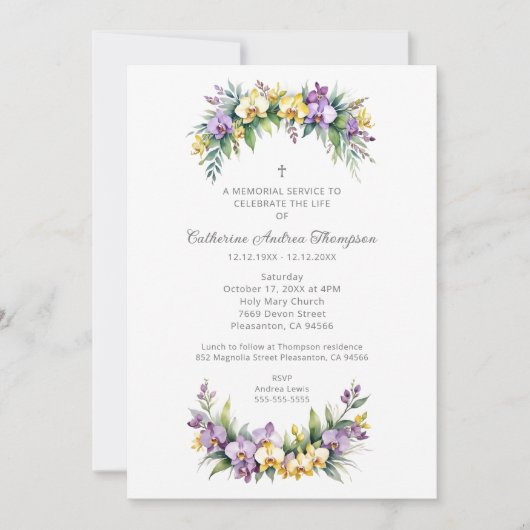 Gorgeous Lush Floral Oval Effect Photo Funeral Einladung (Vorderseite)