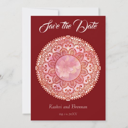 Gorgeous Mehndi Wedding Speichern Sie die Datumska Save The Date (Vorderseite)