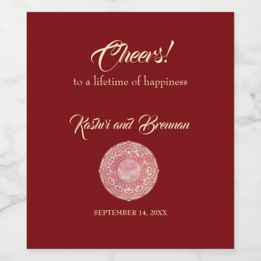 Gorgeous Mehndi Weinetikett (Einzelnes Label)