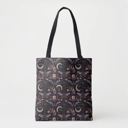 Gorgeous Moths Flowers and Moons Pattern Tasche (Vorderseite)