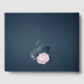 gorgeous navy blue & pink flowers botanical gästebuch (Rückseite)