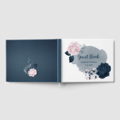 gorgeous navy blue & pink flowers botanical gästebuch (Voll)
