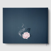 gorgeous navy blue & pink flowers floral heart gästebuch (Rückseite)