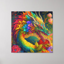 Gorgeous Neon Floral Dragon Leinwanddruck