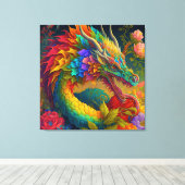 Gorgeous Neon Floral Dragon Leinwanddruck (Insitu (Holzboden))