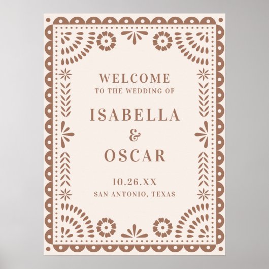 Gorgeous Neutral Papel Picado Wedding Welcome Sign Poster (Vorne)