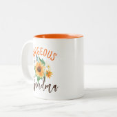 Gorgeous Oma Floral Sunflower Personalisiert Zweifarbige Tasse (Vorderseite Links)