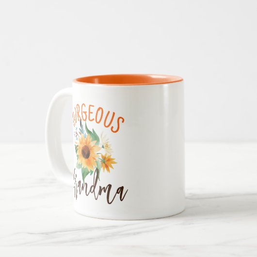 Gorgeous Oma Floral Sunflower Personalisiert Zweifarbige Tasse (Vorderseite Links)