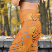 Gorgeous Orange Atomic Vortex Pattern Yoga Capri Leggings