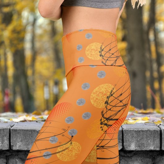 Gorgeous Orange Atomic Vortex Pattern Yoga Capri Leggings