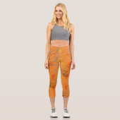 Gorgeous Orange Atomic Vortex Pattern Yoga Capri Leggings (Vorderseite)