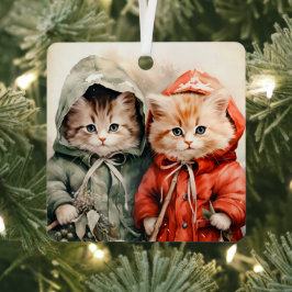 Gorgeous Orange Kitten Couple Christmas Ornament Aus Metall