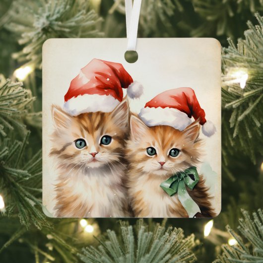 Gorgeous Orange Kitten Couple Christmas Ornament Aus Metall (InSitu)