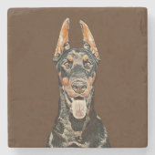 Gorgeous Painted Doberman Pinscher Marble Unterset Steinuntersetzer (Vorderseite)