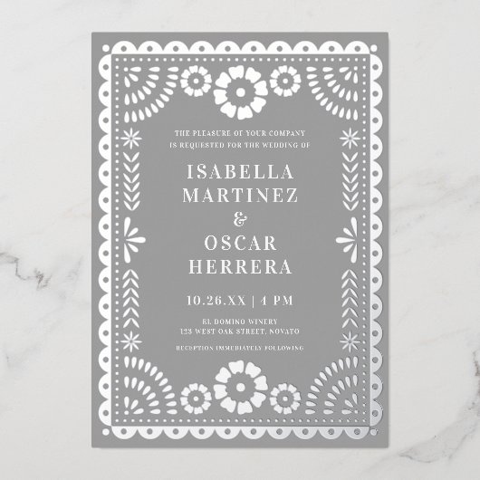 Gorgeous Papel Picado Boda Wedding REAL Folieneinladung (Vorderseite)