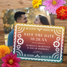 Gorgeous Papel Picado Foto Sunset Ombré Wedding Save The Date