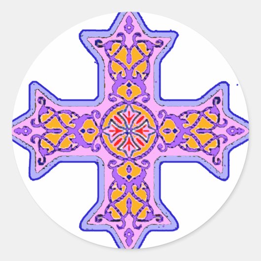 Gorgeous Pastel Coptic Cross Runder Aufkleber (Vorderseite)