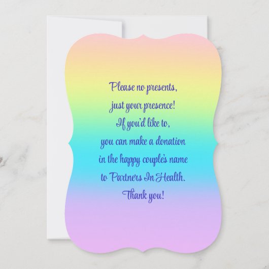 Gorgeous Pastel Rainbow Gradient Wedding Einladung (Rückseite)