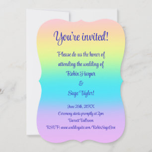 Gorgeous Pastel Rainbow Gradient Wedding Einladung