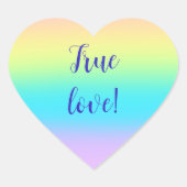 Gorgeous Pastel Rainbow Gradient Wedding Herz-Aufkleber (Vorderseite)
