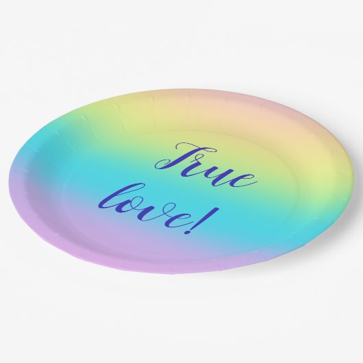 Gorgeous Pastel Rainbow Gradient Wedding Pappteller (Schrägansicht)