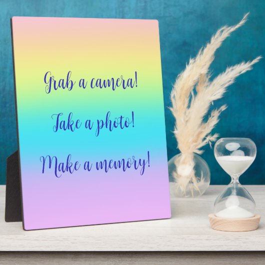 Gorgeous Pastel Rainbow Gradient Wedding Plaque Fotoplatte (Seite)