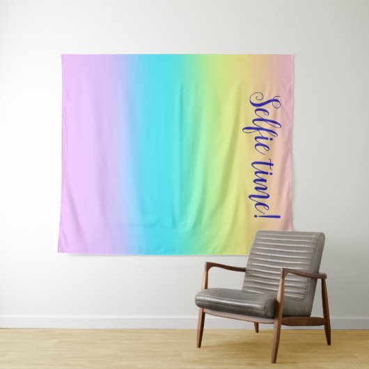 Gorgeous Pastel Rainbow Gradient Wedding Selfie Wandteppich (Beispiel (Horizontal))