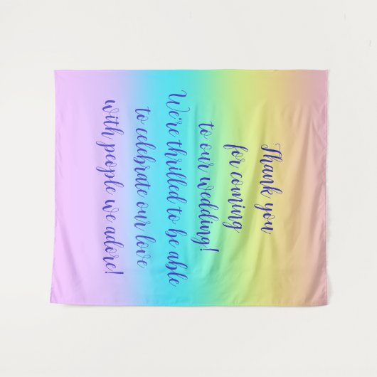 Gorgeous Pastel Rainbow Gradient Wedding Wandteppich (Vorderseite (Horizontal))