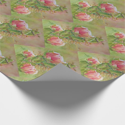 Gorgeous Peach Cactus Blume Geschenkpapier (Ecke)