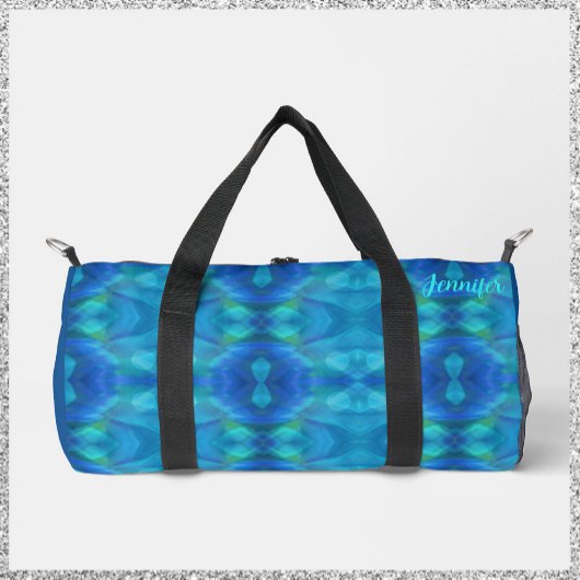 Gorgeous Peacock Blue Abstrakt Duffle Bag